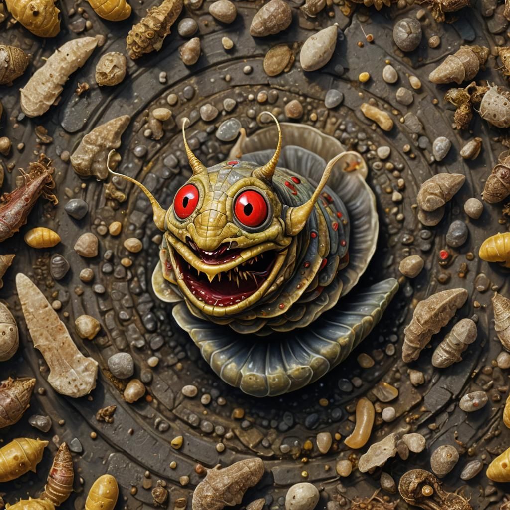 Hyperrealistic Portrait of an Alien Moth-Slug