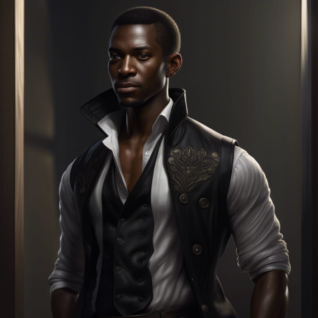 African-American Man Aiming Gun: Hyperdetailed Professional ...