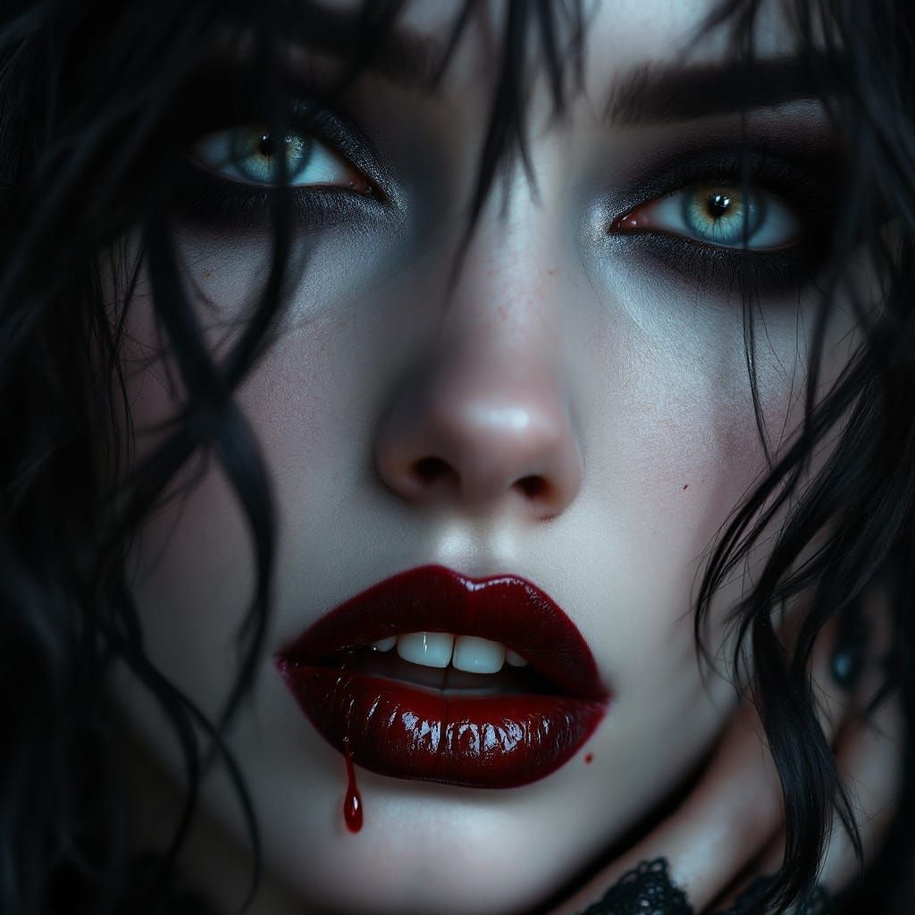 Ethereal Vampire Selene in Extreme Close-Up