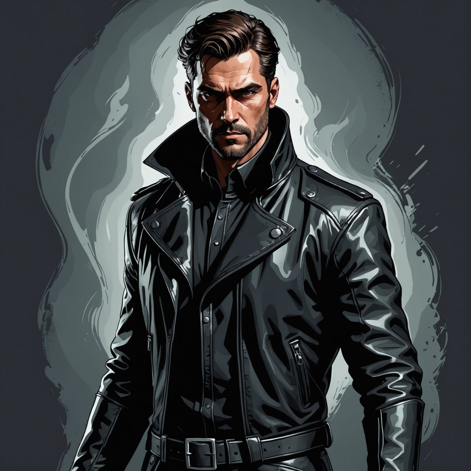 Grimdark Figure Clad in Leather Armor