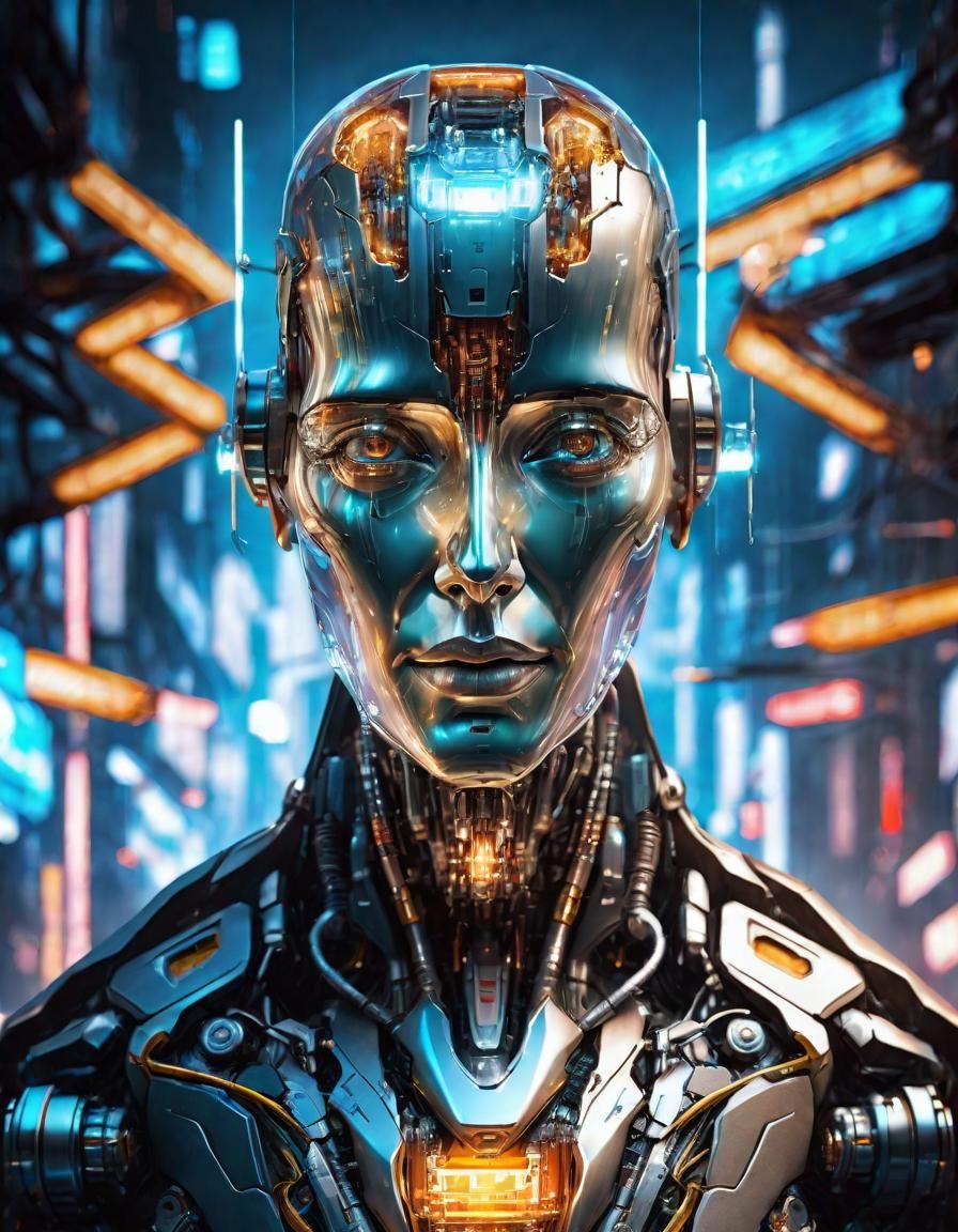 Techno-Punk Alien Cyborg in Biopunk Style