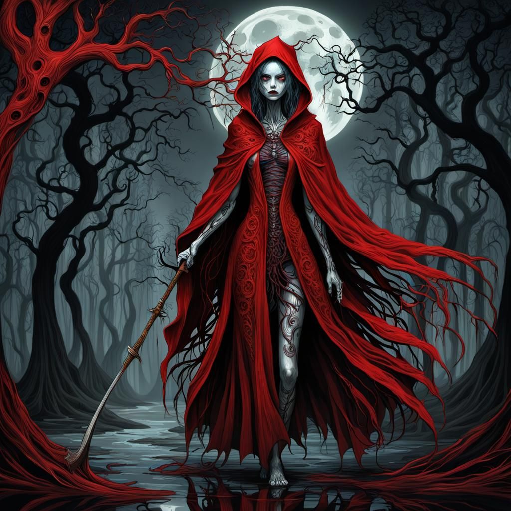 Reanimated Ragdoll Girl with Scythe in Burton Style