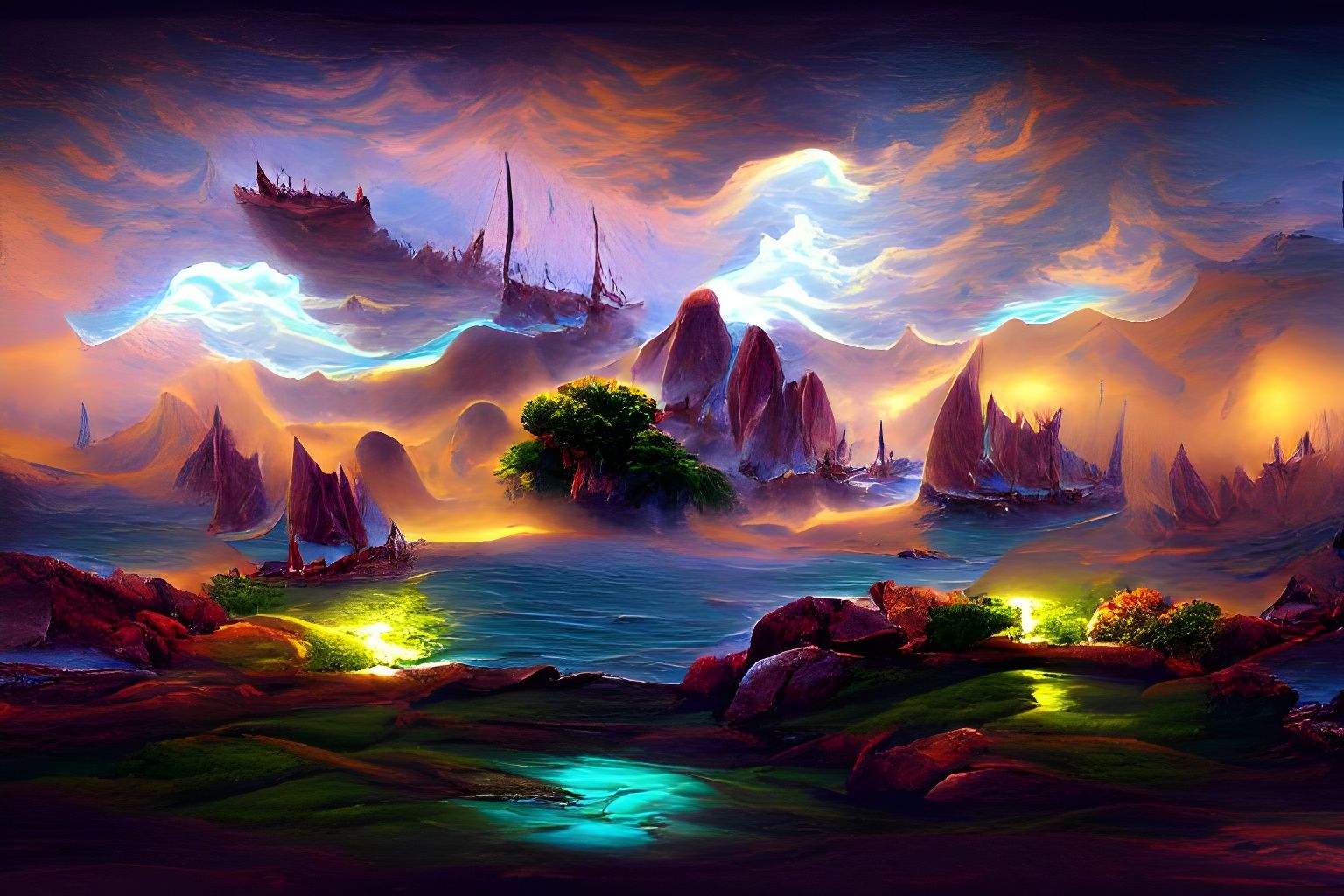 Magical Sea Illuminates Idyllic Landscape in Cel-Shaded Styl...