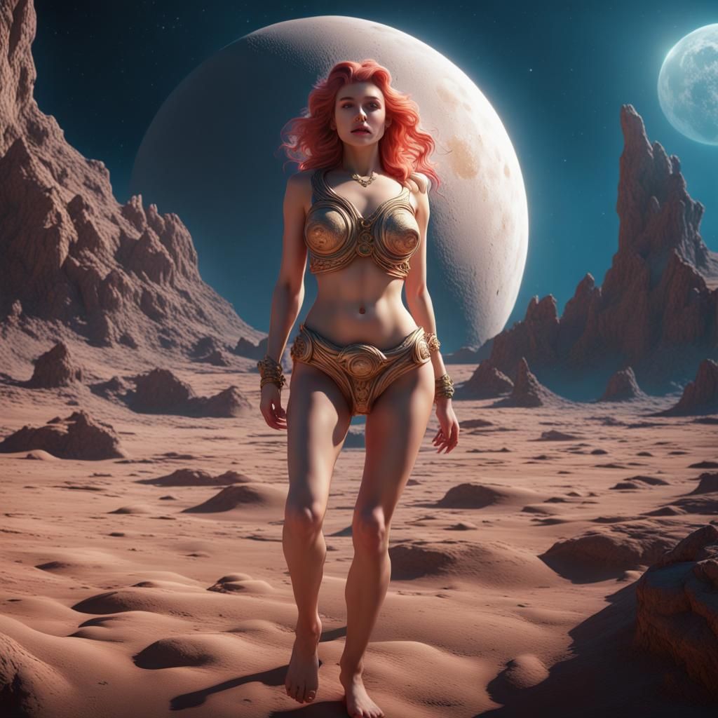 Aphrodite Walks on the Moon: Detailed Matte Painting