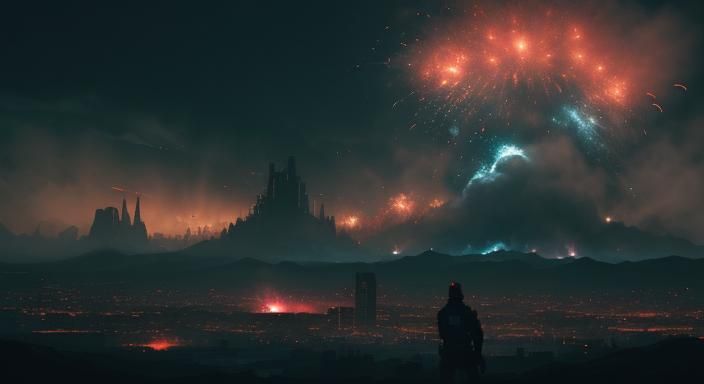 Futuristic Alien City Celebration Scene in Hyper-Realism