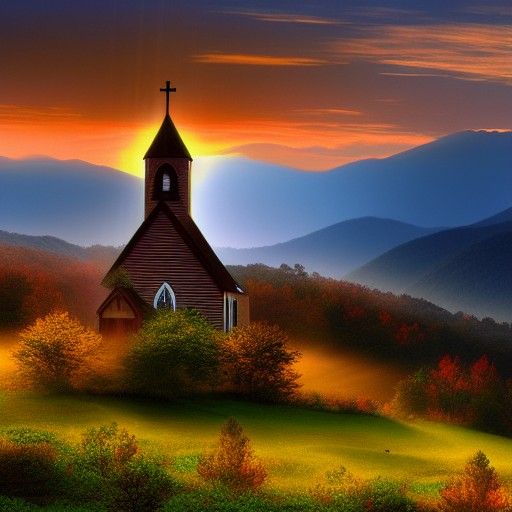 Smoky Mountain Church at Sunrise: Matte Painting