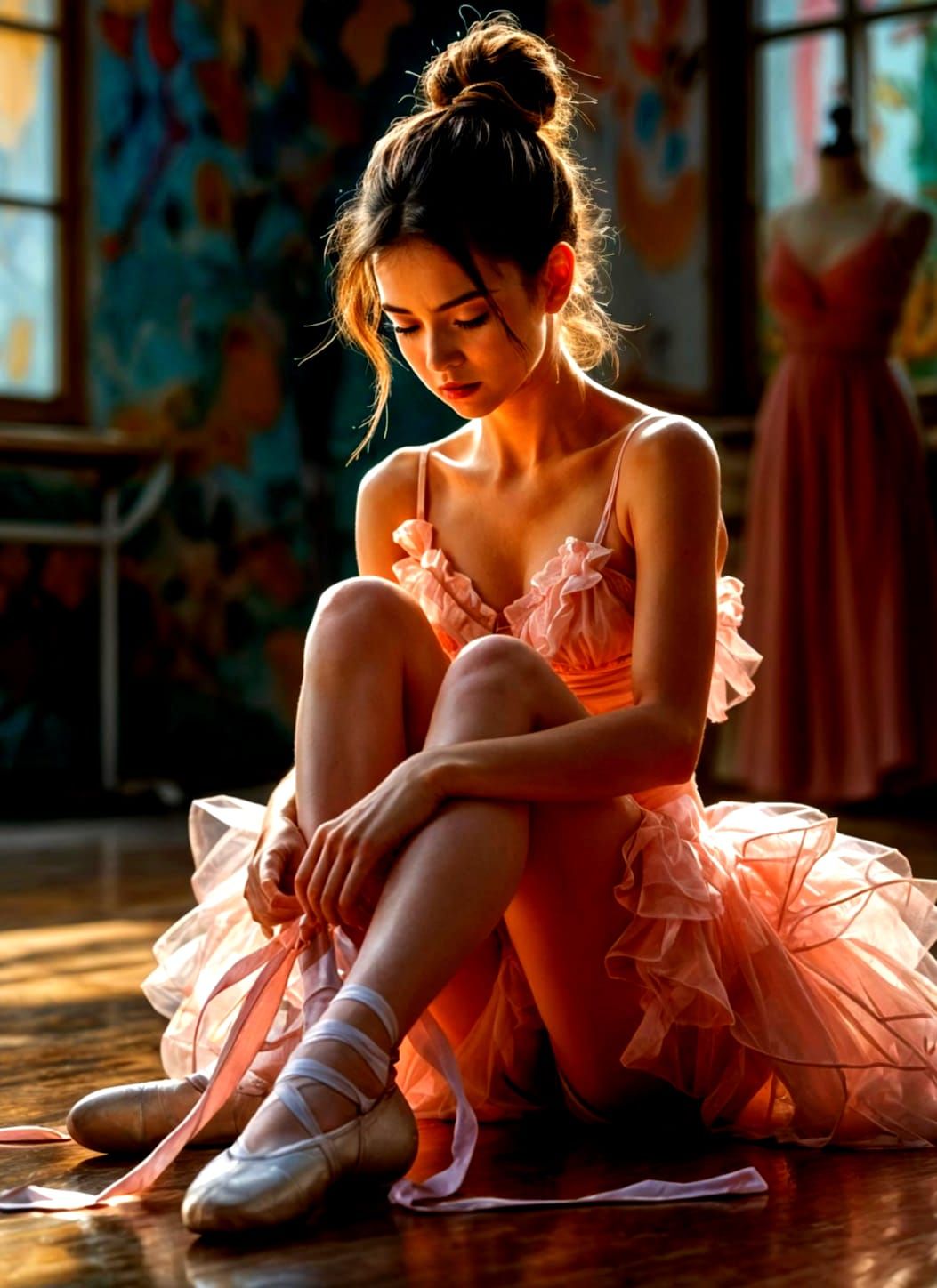 Ballerina's Broken Shoe Ribbon Causes Frustration