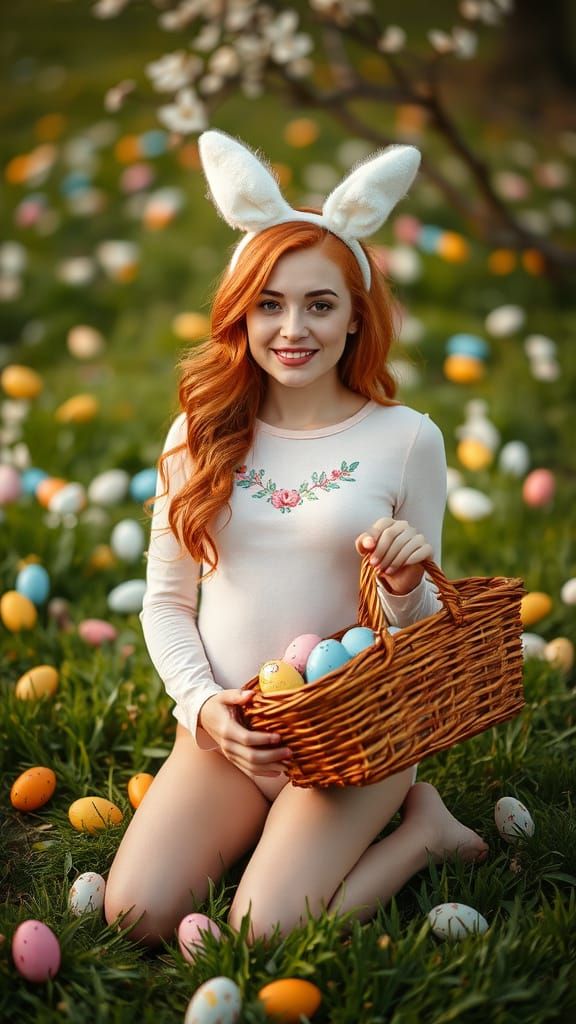 Ethereal Spring Goddess Amidst Easter Blooms