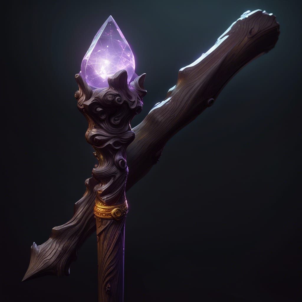 Quartz Topped Staff in Dark Fantasy Style