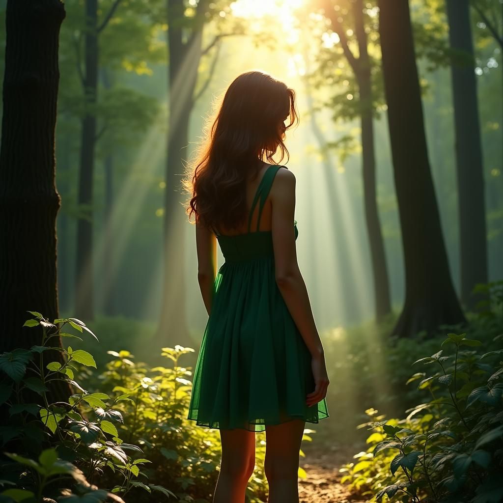 Mystical Forest Girl in Ethereal Clearing