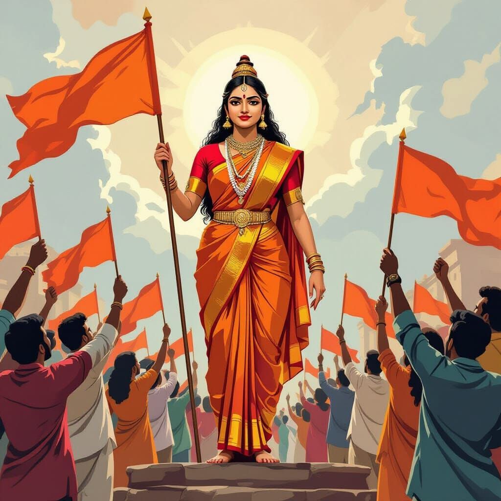 Bharat Mata: A Vibrant Illustration of Unity and Strength
