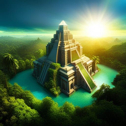 Sunlit Pyramid in Magic Jungle: Digital Matte Painting