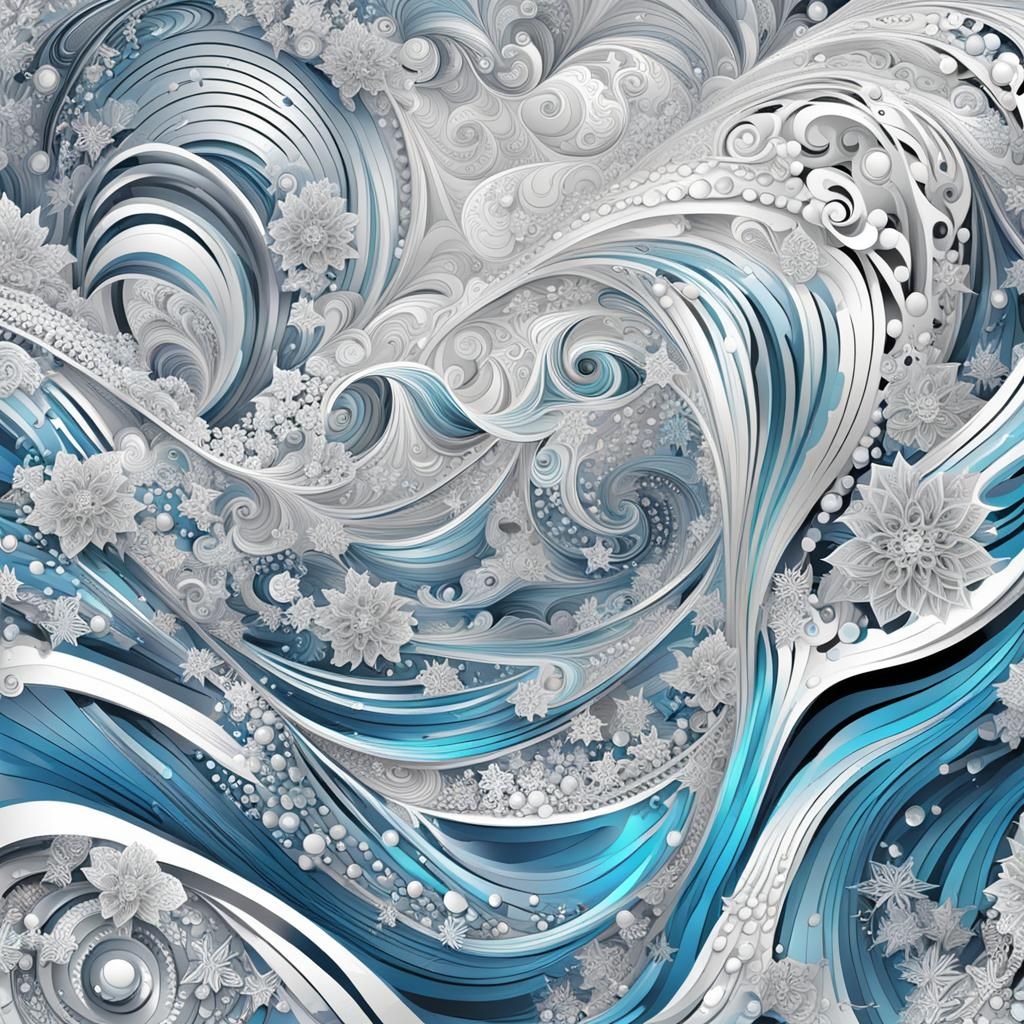 Abstract Fractal Snowman with 3D Shading