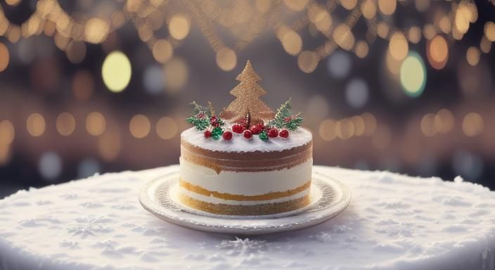 Abstract New Year's Cake with Christmas Lights