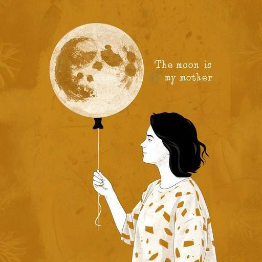 Woman Holding Moon Balloon in Vector Art Style