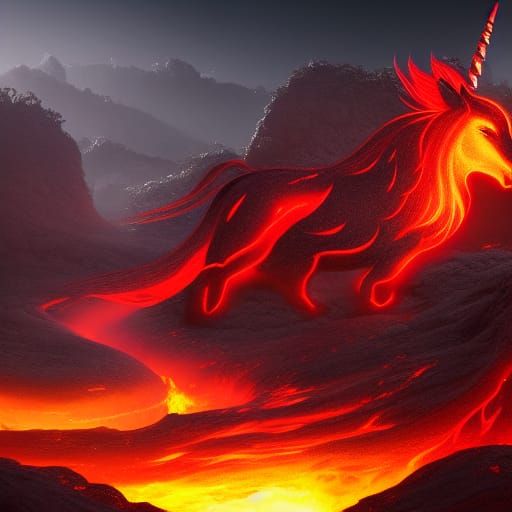 Lava Unicorn Fantasy Concept Art in 8k