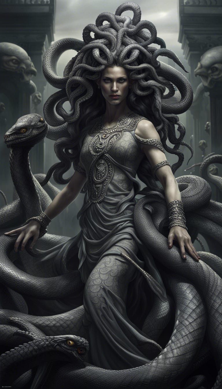 Detailed Medusa Portrait in Unreal Engine Style