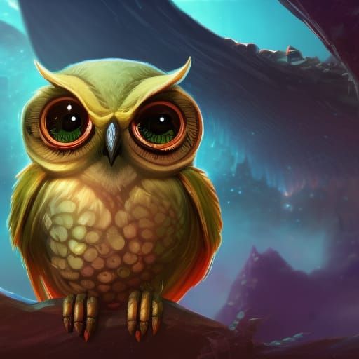 Cute Sci-Fi Owl with Big Eyes