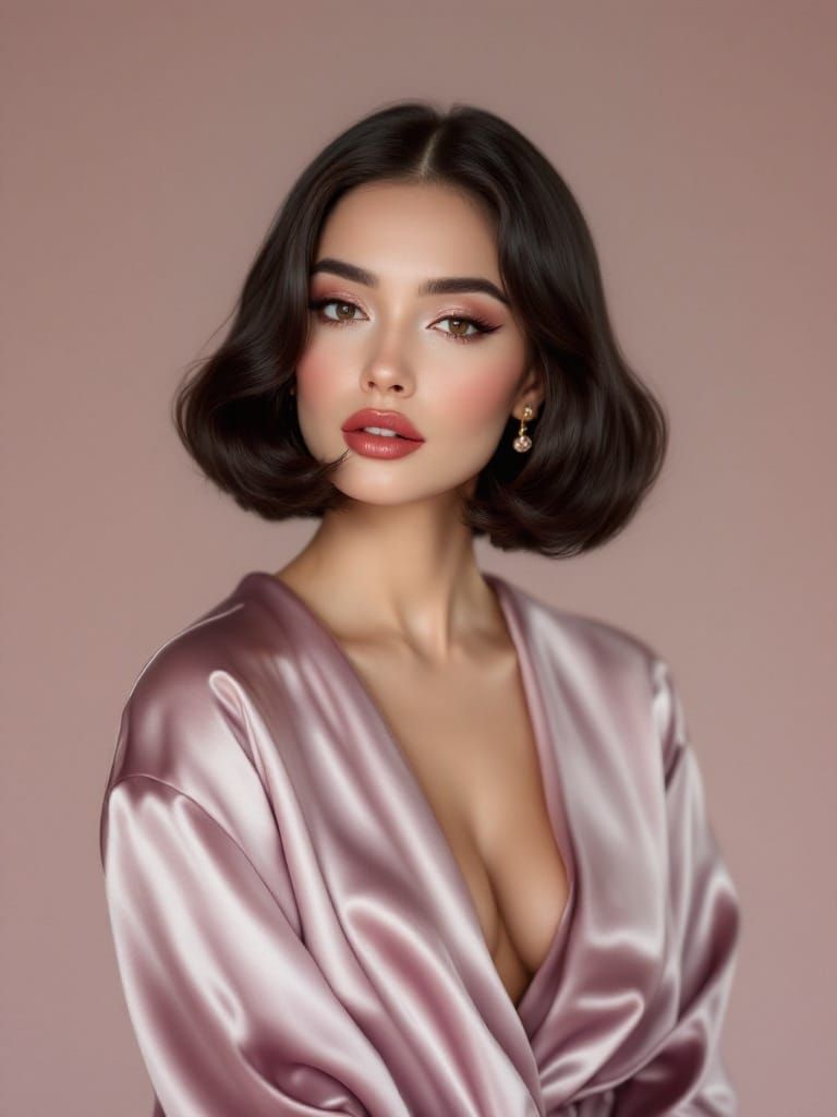 Elegant Woman in Satin, Exuding Sophistication and Authority