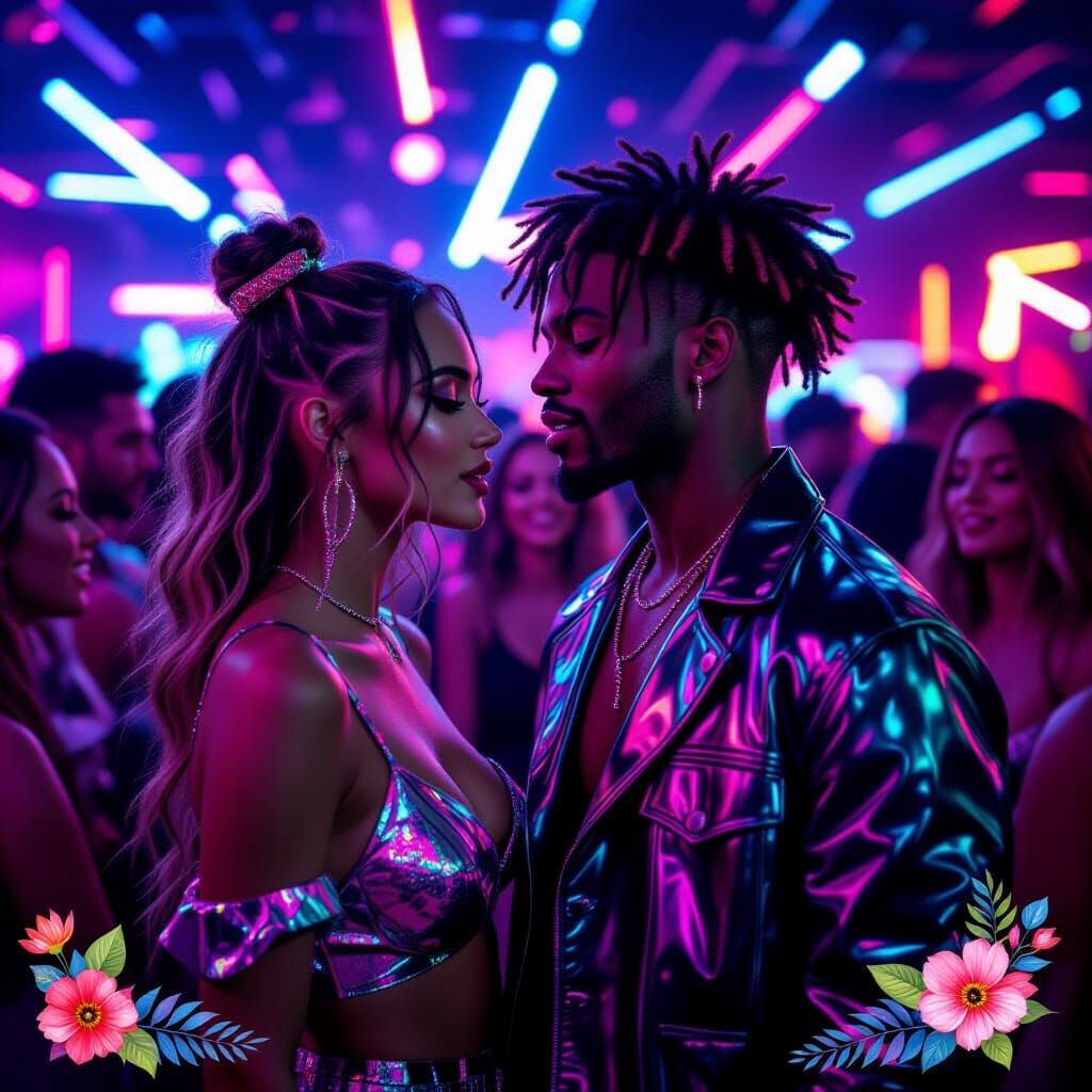 Rio and Nova in an Amapiano Club, Vibrant Aesthetic