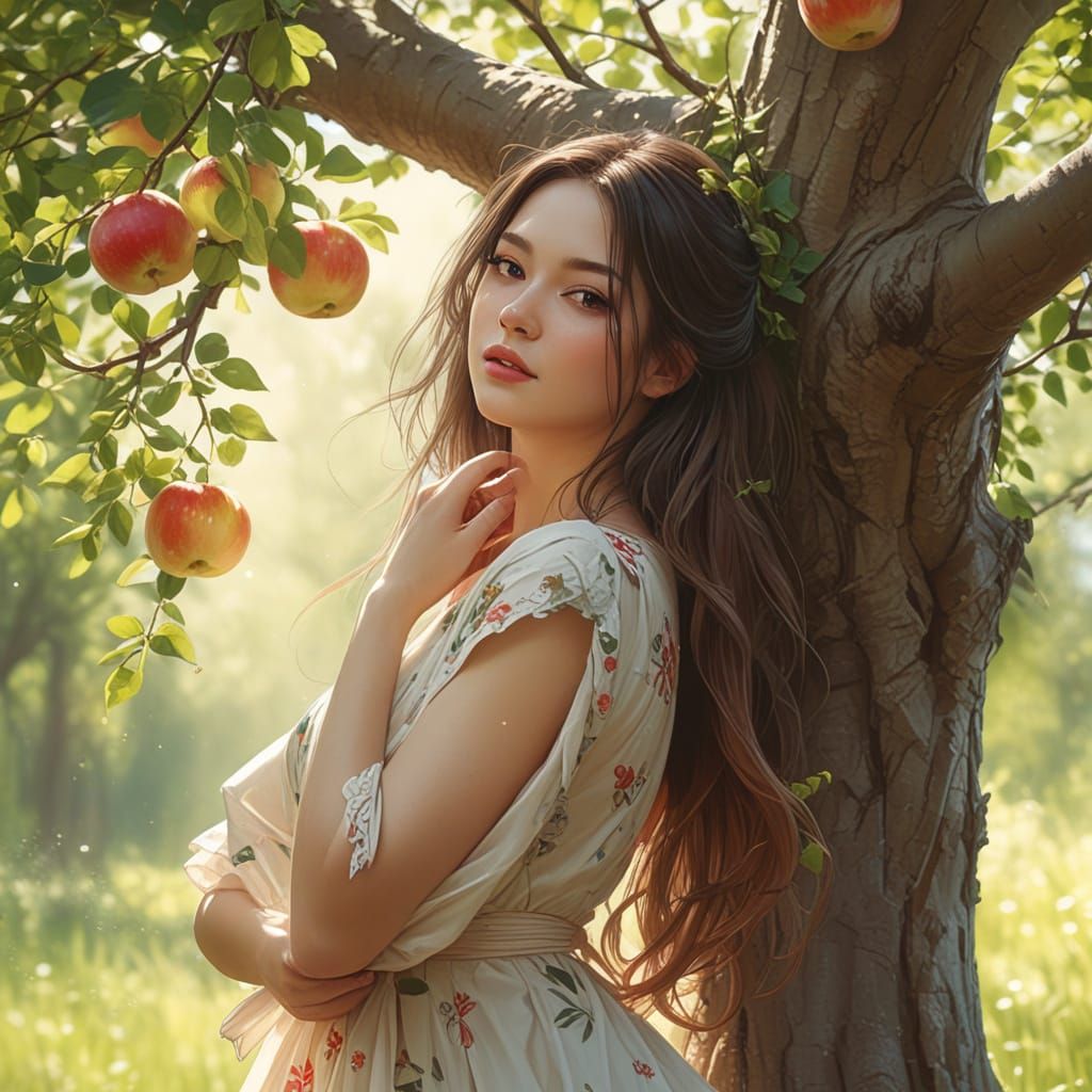 Ethereal Summer Portrait under an Apple Tree