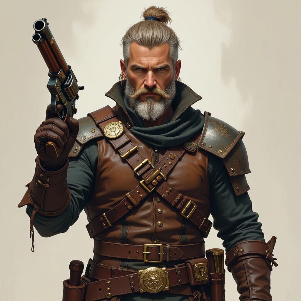 Gunslinger with Glowing Runes in a Digital Art Style