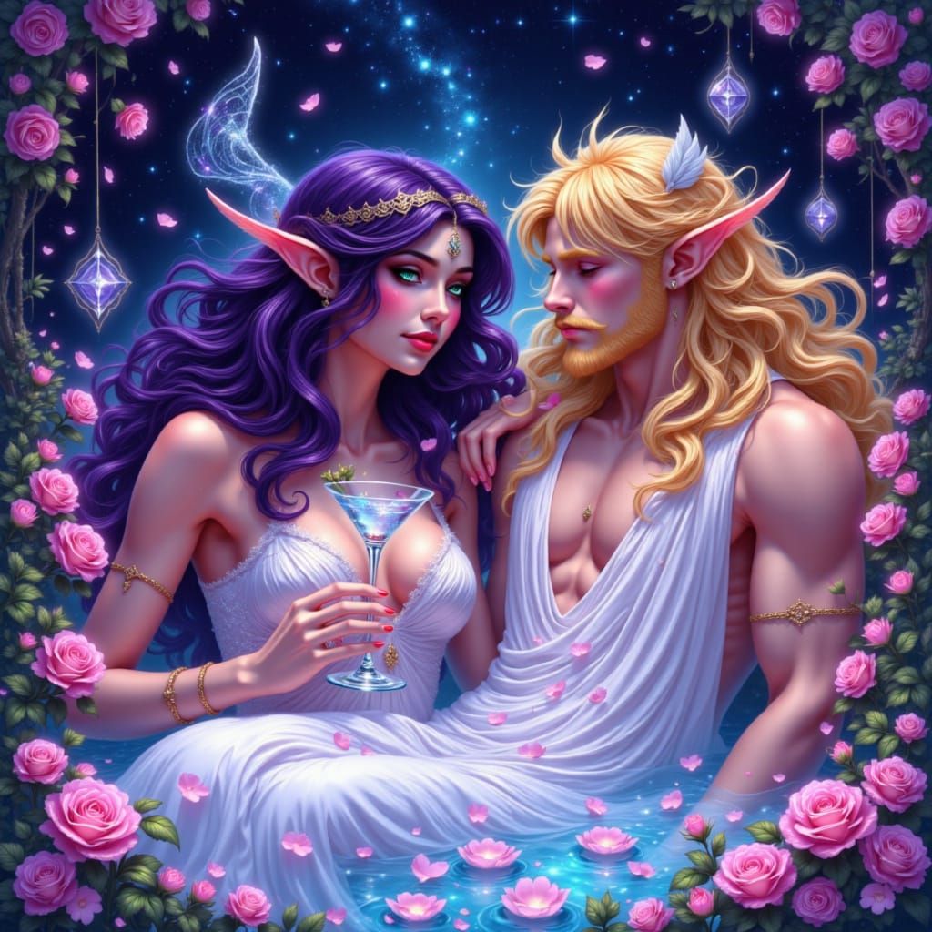 Hera in Hot Tub, Alphonse Mucha Art Nouveau Style