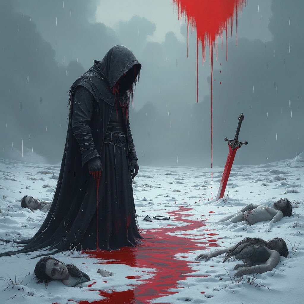 Barren Landscape with Lone Figure in Dark Fantasy Style