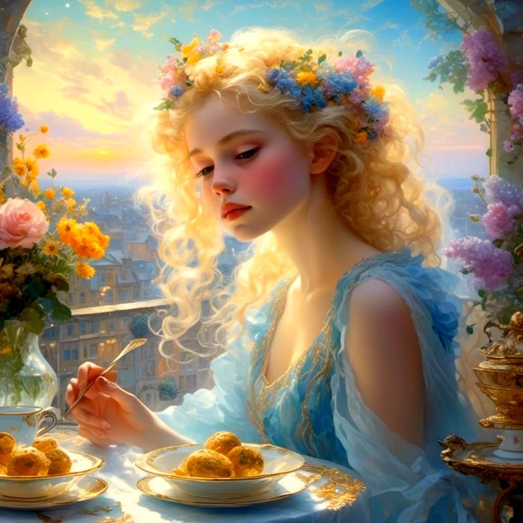 Young Elf Gazing at Earth in Ethereal Fantasy