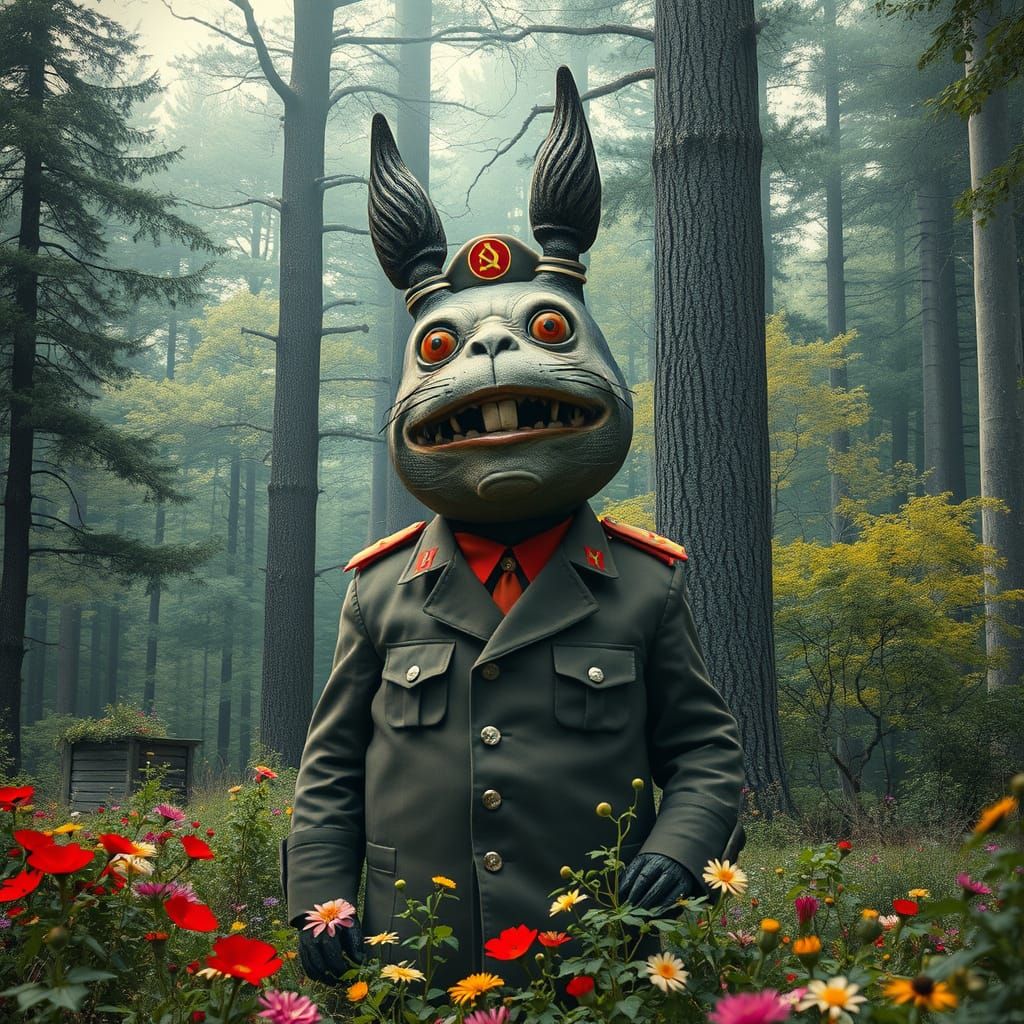 Surreal Creature in Forest, Soviet Style