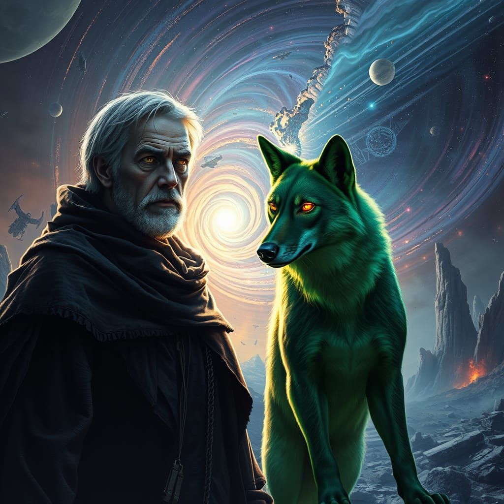 Floyd and His Pet Green Wolf Confront a Desolate Universe