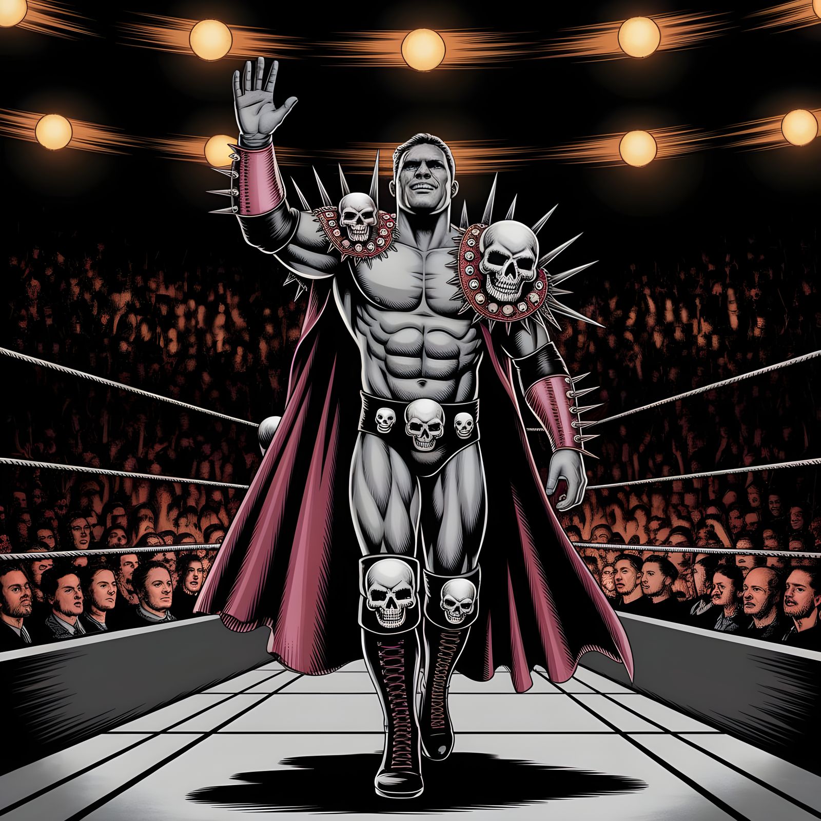 Menacing Wrestler Enters Ring in Gothic Horror Style