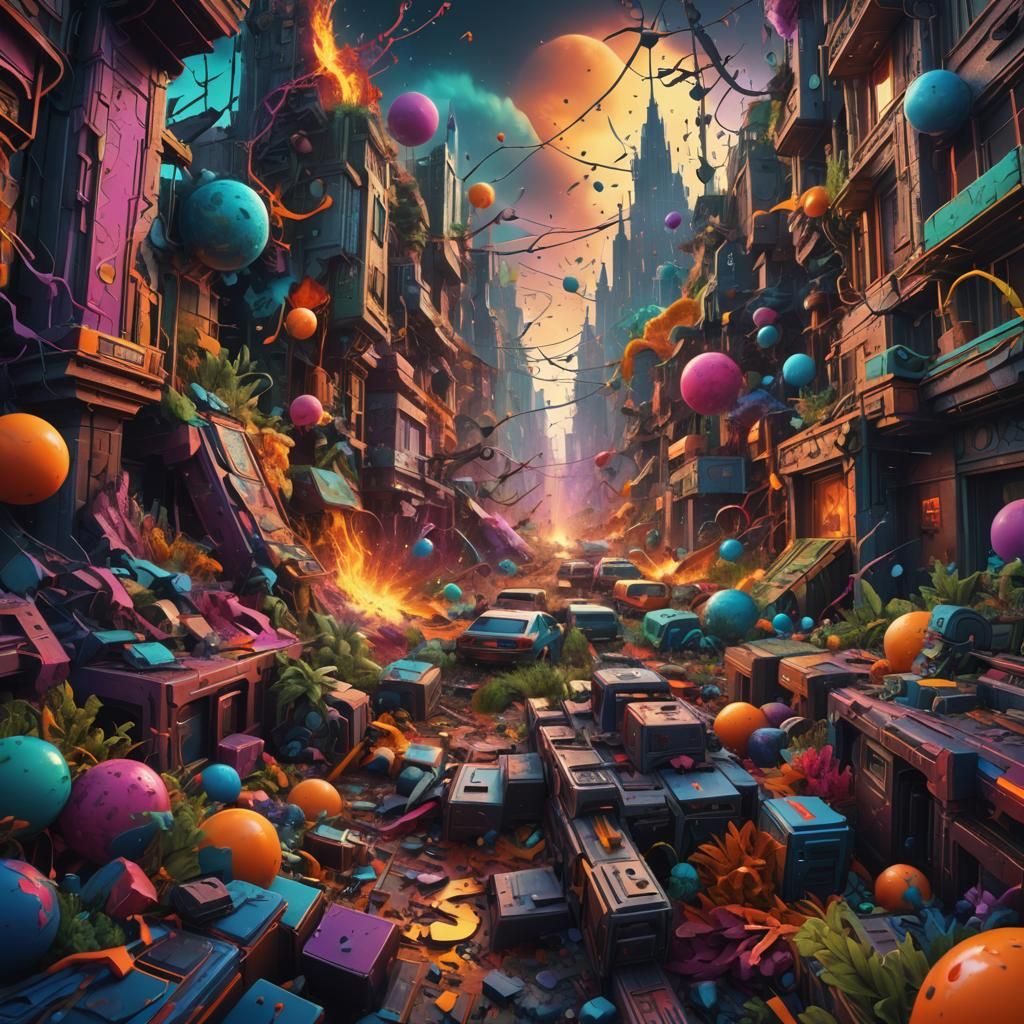 Chaotic Album Cover with Bright Clashing Colors