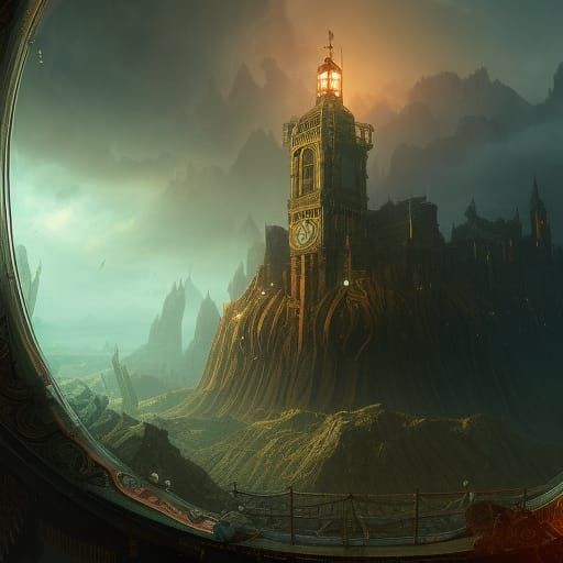 Fantastical Broken Watch in Detailed Matte Painting