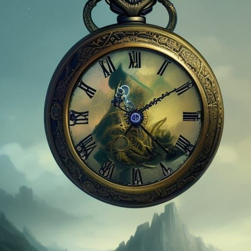 Broken Pocket Watch in Sinister Fantasy Art