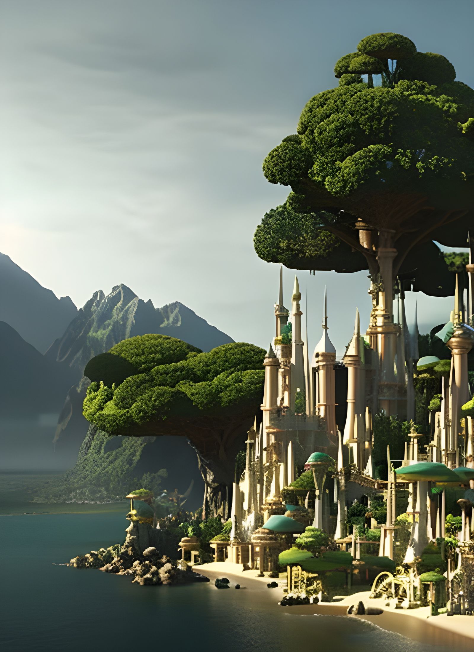 Serene Tiny City Built on Love: Hyperrealistic Render