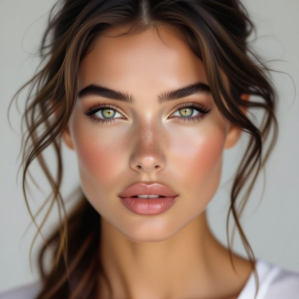 European Model with Bold Makeup in Experimental Style