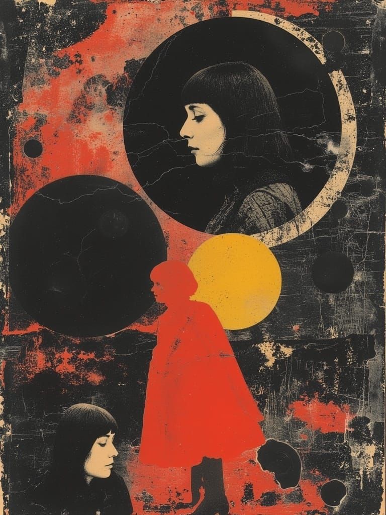 Psychedelic 1960s Fashion Model in Mini Skirt and Gogo Boots