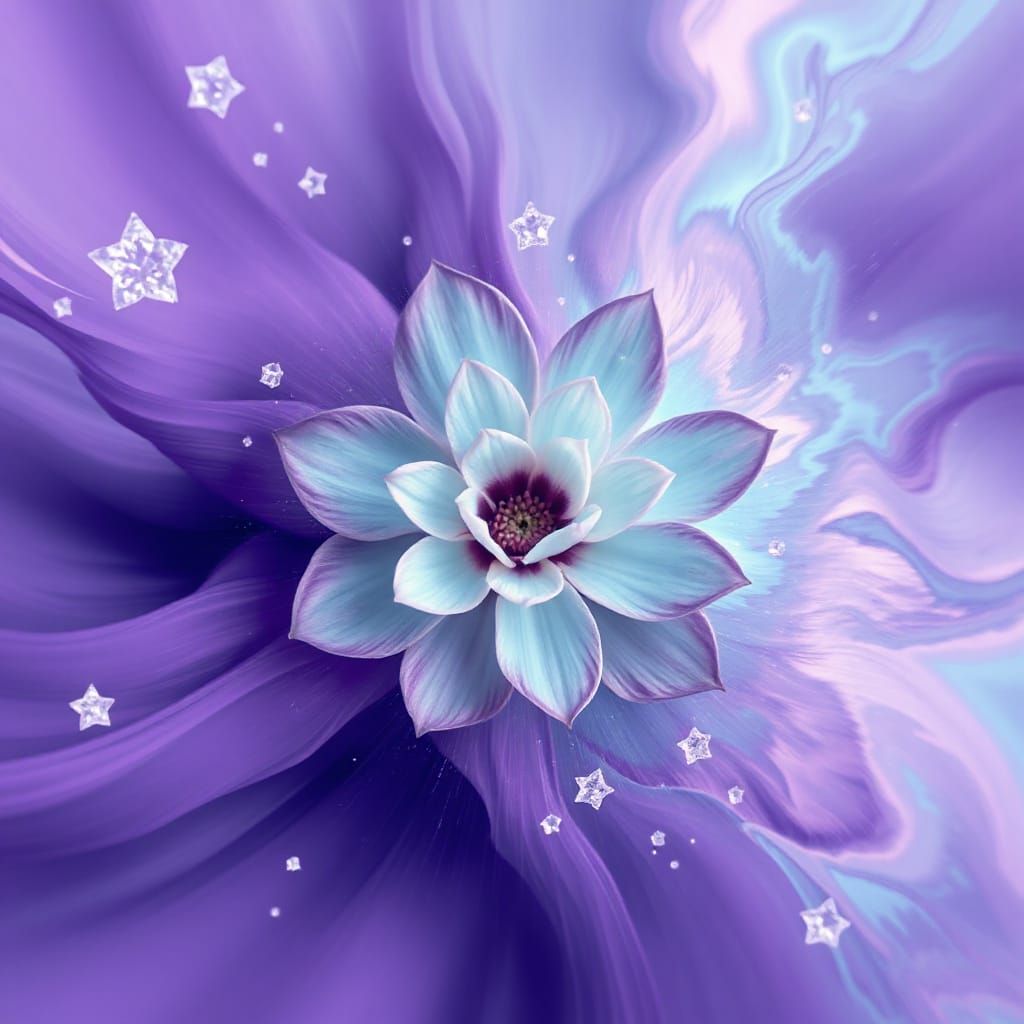 Abstract Floral Concept Art in Turquoise and Purple