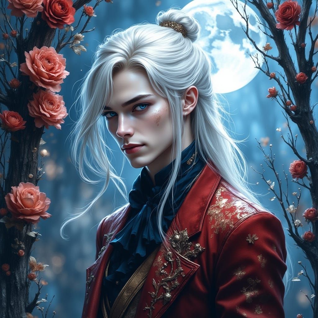 Fantasy Prince in Moonlight Garden