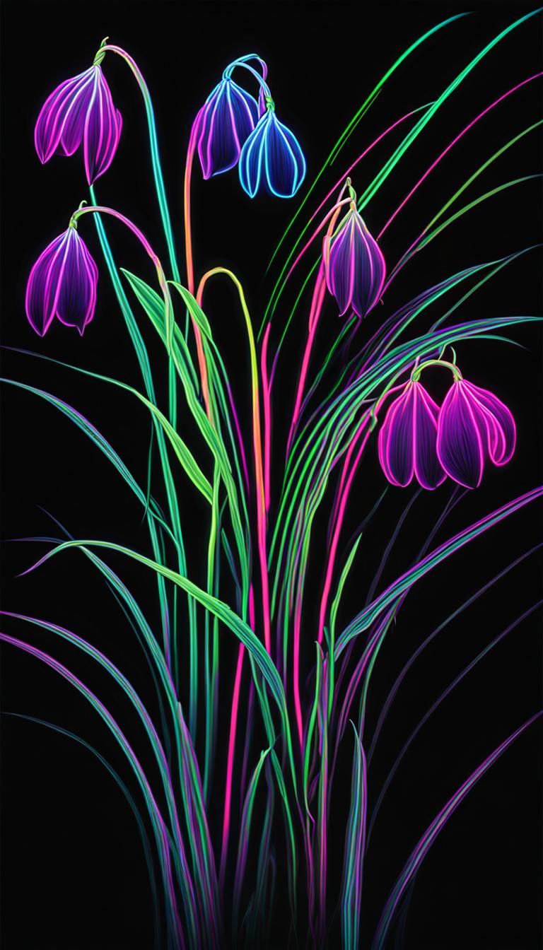 Glitched Neon Lily of the Valley Flower