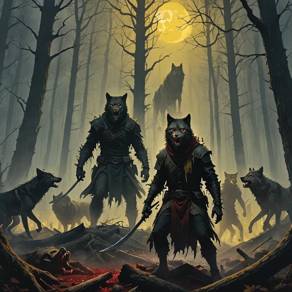 Dark Fantasy Slaughter in Eerie Forest