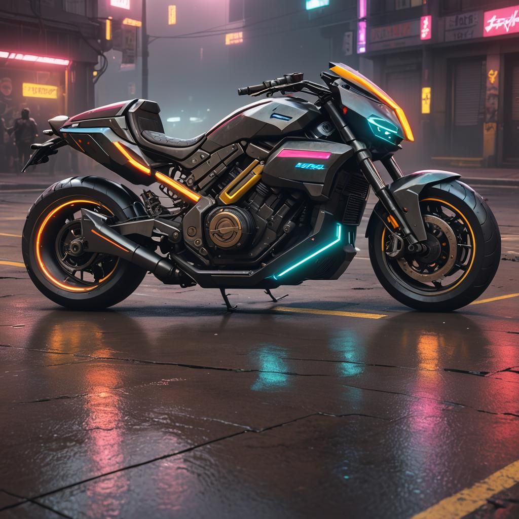 Futuristic Motorbike in Cyberpunk 2099 Style