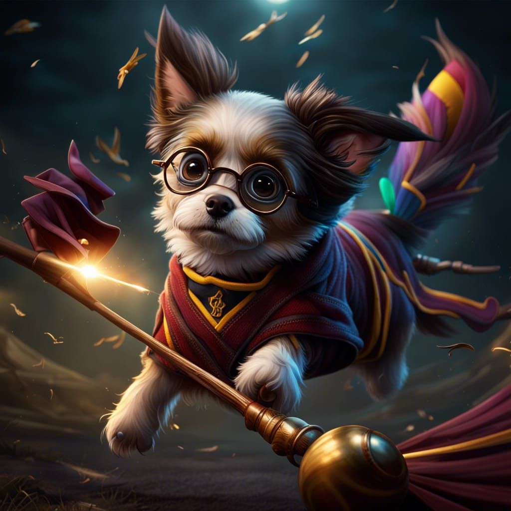 Harry Potter Dog Plays Quidditch: Cinematic 8k