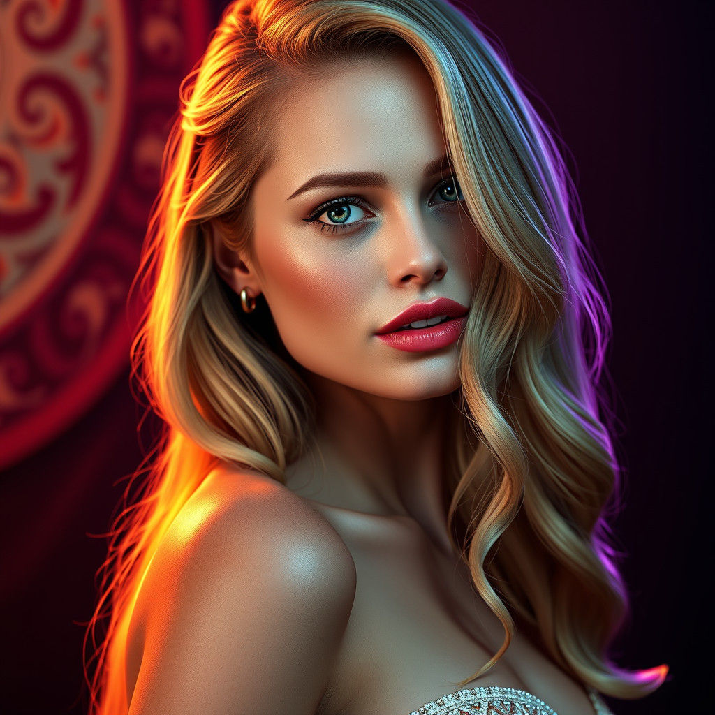 Glamorous Blonde Model Portrait in Art Nouveau Style