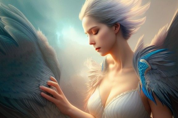 Feathered Fantasy Flyer: Digital Art Illustration