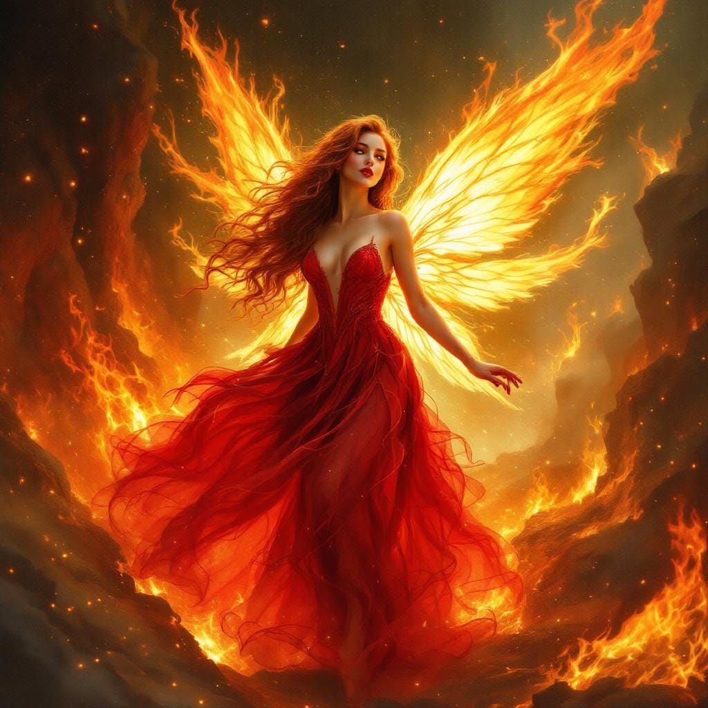 Fiery Fairy Emerges: A Digital Art Fantasy