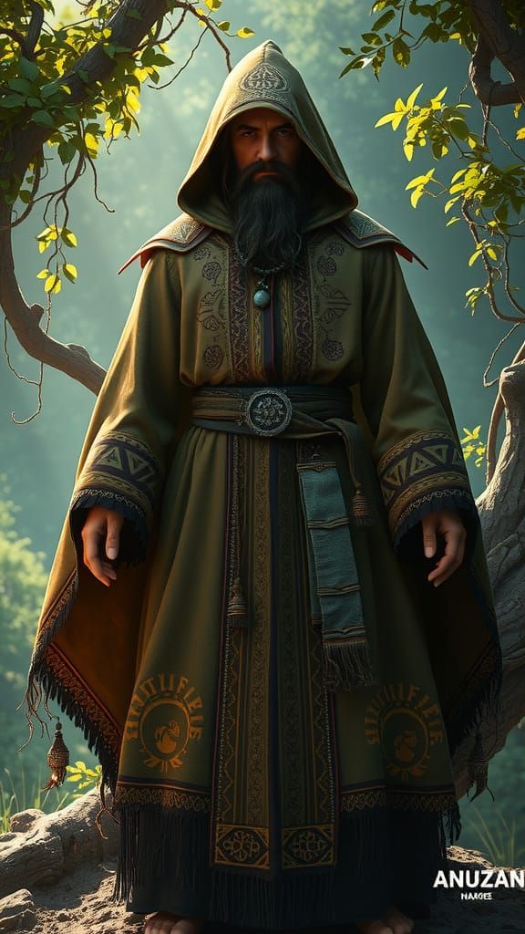Earthly Wizard Robe in Detailed Matte Painting Style