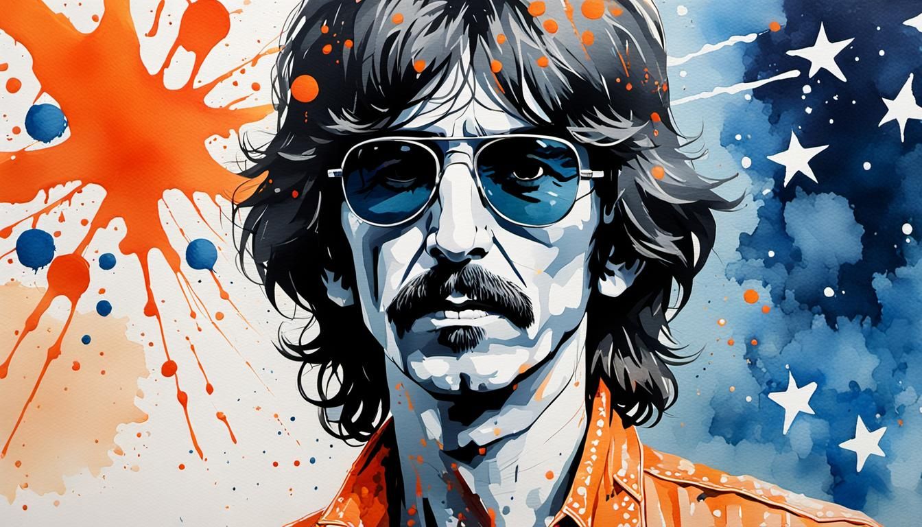 George Harrison on London Street in Pop Art Style