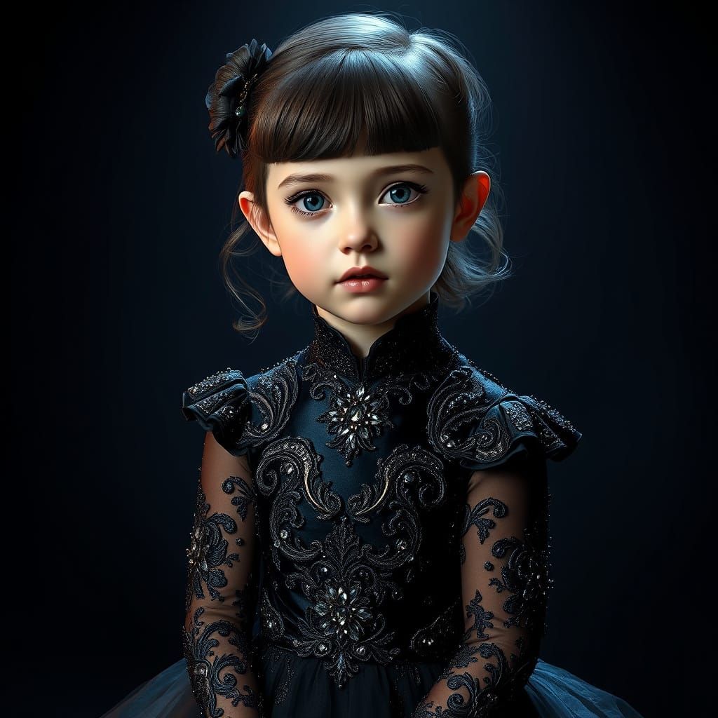 Child in Sequined Dress: Fantasy Realism Portrait